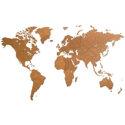 MiMi Innovations Карта на света стенна дърво Giant кафява 280x170 см