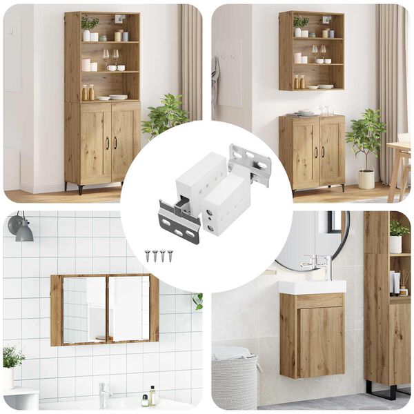 vidaXL Подвесна скоба за шкаф 12 pcs Бяло 70 x 48 x 19 мм