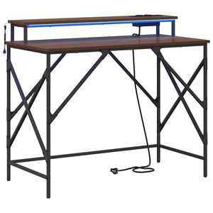 vidaXL Бюро Кафяв дъб 100 x 50 x 86,5 см Инженерна дървесина