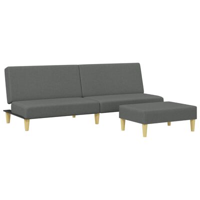 vidaXL 2-местен диван с табуретка, тъмносив, текстил