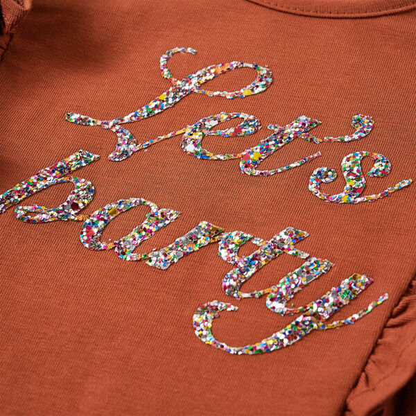 Детска тениска с дълъг ръкав, коняк, 140