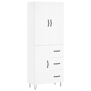 vidaXL Висок шкаф, бял, 69,5x34x180 см, инженерно дърво