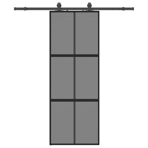 vidaXL Плъзгаща се врата с комплект обков Черно 76x205 cm