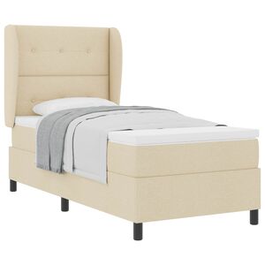 vidaXL Легло с пружинирана основа с таблото Крем 90 x 190 cm текстил