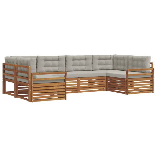 vidaXL Комплект дивани за открито 6 pcs Естествено и светло сиво