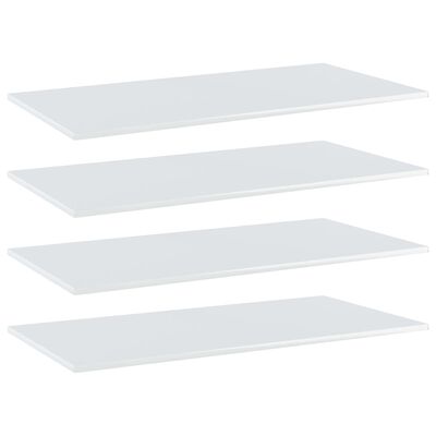 vidaXL Рафтове за етажерка, 4 бр, бял гланц, 100x50x1,5 см, ПДЧ