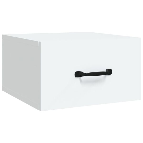 vidaXL Нощно шкафче за стенен монтаж, бяло, 35x35x20 см
