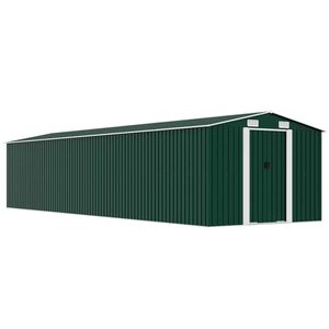 vidaXL Градинска барака, зелена, 257x779x181 см, поцинкована стомана