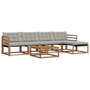 vidaXL Комплект дивани за открито 6 pcs Естествено и светло сиво