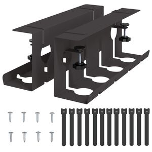 vidaXL Т Tray за управление на кабелите под бюрото 2 бр. Черно