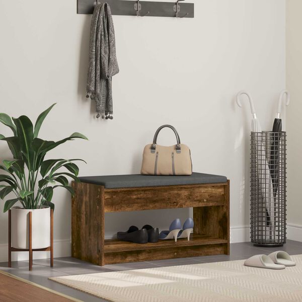 vidaXL Пейка за коридор с възглавница Пушена Дъб 83 x 38 x 45 см