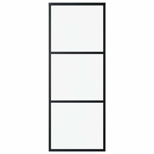 vidaXL Плъзгаща врата, 3 панела, ESG стъкло и алуминий, 76x205 см, черна