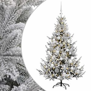 vidaXL Изкуствена коледна елха с топки 120 см 150 LED светодиода