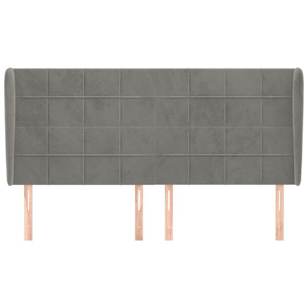 vidaXL Горна табла за легло с уши,светлосива, 203x23x118/128 см кадифе