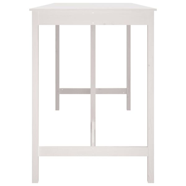 vidaXL Бар маса, бяла, 180x80x110 см, борово дърво масив