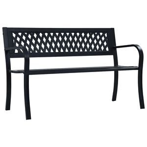 vidaXL Градинска пейка, 125 см, черна, стомана