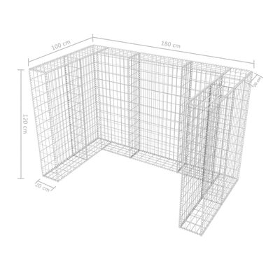 vidaXL Габионна ограда за две кофи за смет, стомана, 180x100x120 cм