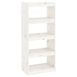 vidaXL Библиотека/разделител за стая, бяла, 60x30x135,5 см, бор масив