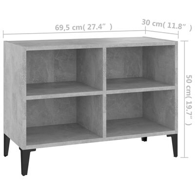 vidaXL ТВ шкаф с метални крака, бетонно сив, 69,5x30x50 см