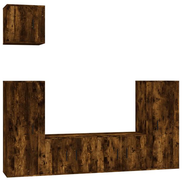 vidaXL Комплект ТВ шкафове от 5 части, опушен дъб, инженерно дърво