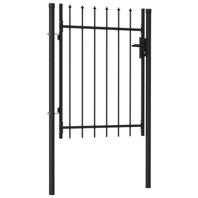 vidaXL Оградна порта една врата с остри върхове стомана 1х1,2 м черна