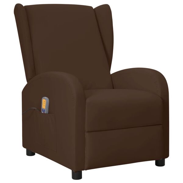 vidaXL Wingback масажен стол, кафяв, изкуствена кожа