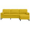 vidaXL 3-местен диван с табуретка, жълт, 210 см, кадифе