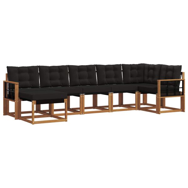 vidaXL Комплект дивани за открито 7 pcs Естествено и черно