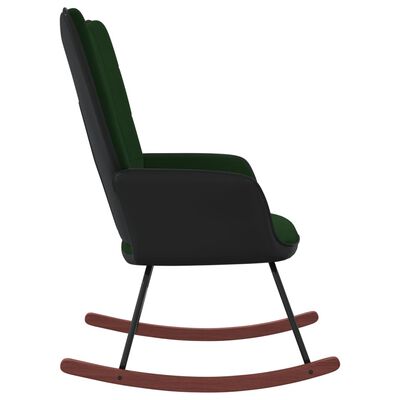 vidaXL Люлеещ се стол, тъмнозелен, кадифе и PVC