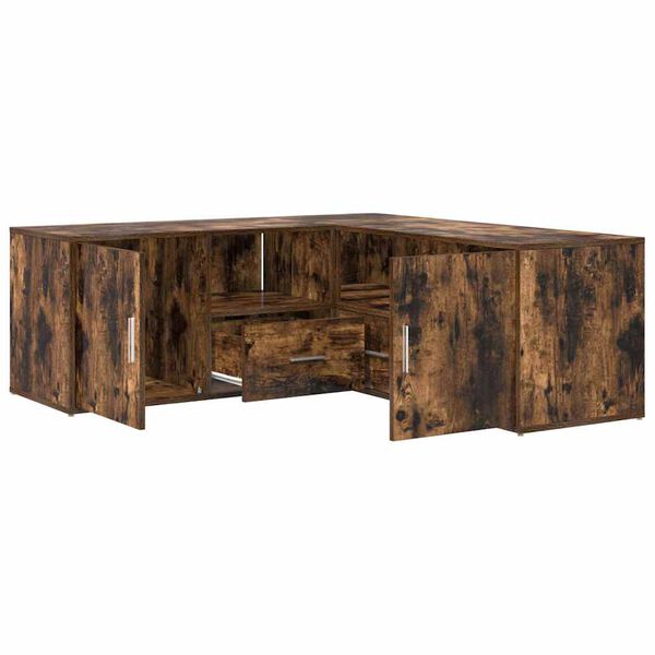 vidaXL Ъглов шкаф, опушен дъб, 200x40x45 см, инженерно дърво