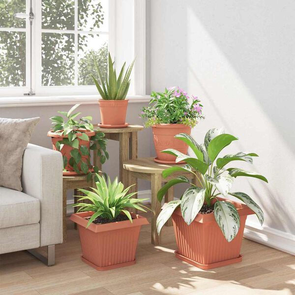 vidaXL Квадратна цветна саксия 6 pcs Червено тухла 28,5 x 28,5 x 22 см