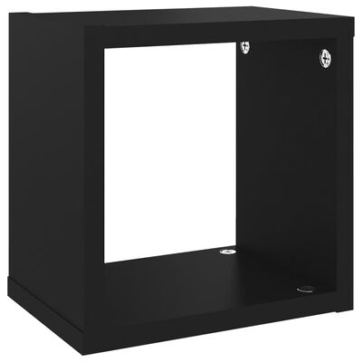 vidaXL Стенни кубични рафтове, 6 бр, черни, 22x15x22 см