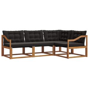 vidaXL Комплект дивани за открито 4 pcs Естествено и черно