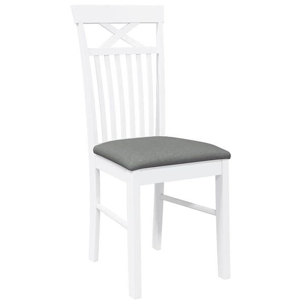 vidaXL Трапезни столове с възглавници 2 бр Бяла масивна дървесина гума