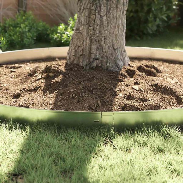 vidaxl Ограда за трева 10 pcs Сив 14 x 100 см Стомана