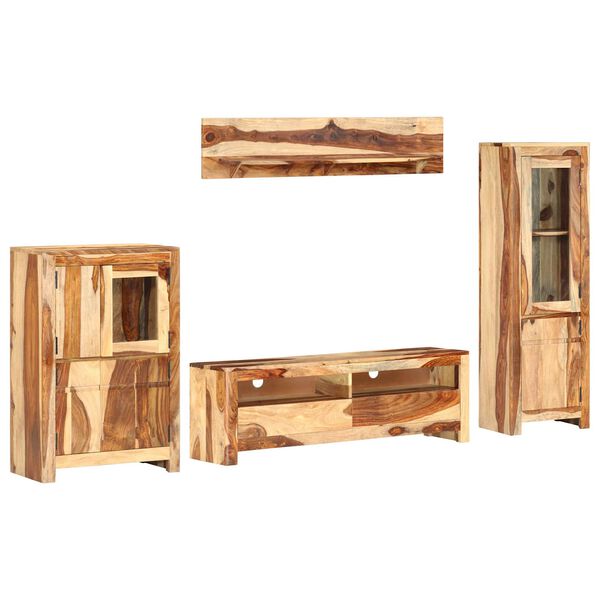 vidaXL Комплект телевизионни стойки Кафяво 120 x 30 x 39 см Дърво