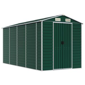 vidaXL Градинска барака зелена 191x385x198 см поцинкована стомана