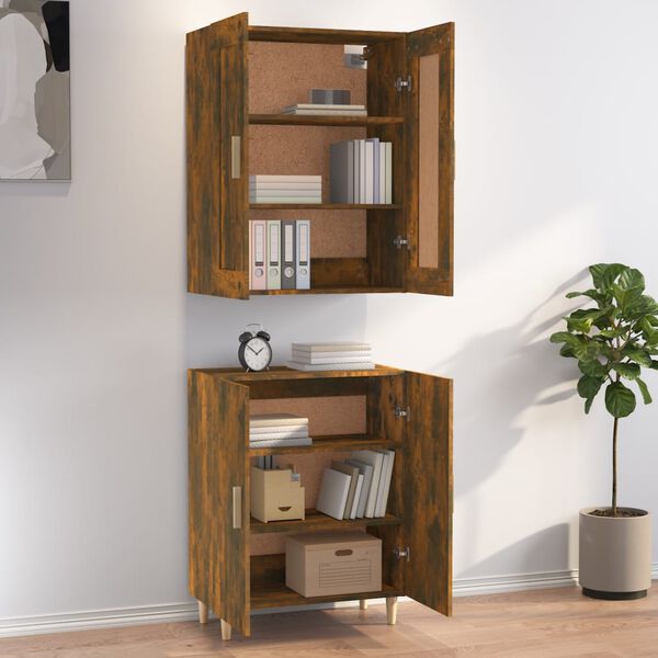 vidaXL Висок шкаф, опушен дъб, 70x34x180 см, инженерно дърво