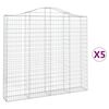vidaXL Габионни кошници арка 5 бр 200x30x180/200 см поцинковано желязо