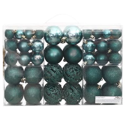 vidaXL Коледни топки, 100 бр, зелени, 3 / 4 / 6 см