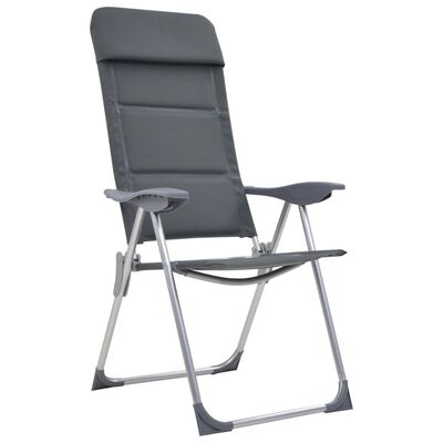 vidaXL Къмпинг столове, 2 бр, сиви, 58x69x111 см, алуминий