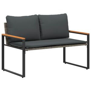 vidaXL Пейка с възглавница Сив и тъмен сив 115 x 65 x 72 см Ратан