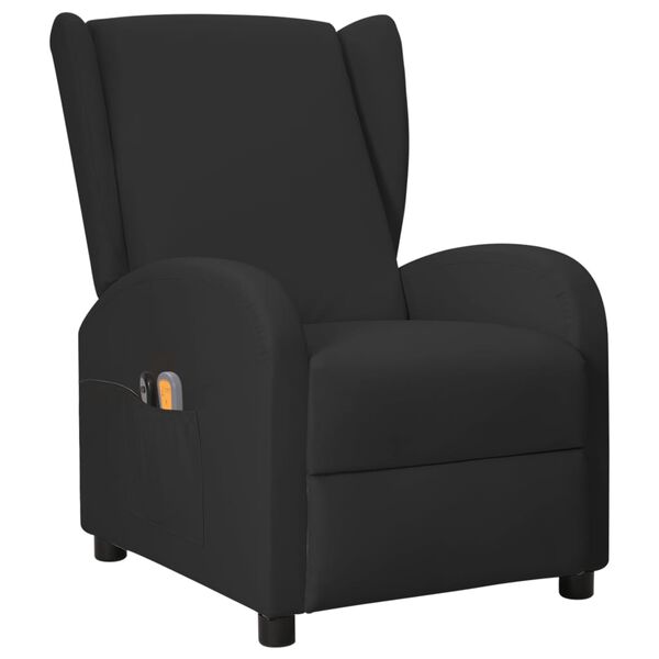 vidaXL Wingback електрически масажен стол, черна, изкуствена кожа