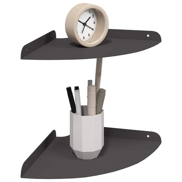 vidaXL Плаващ рафт за ъгъл с рафт 2 pcs Черен 24 x 24 x 2 см