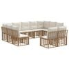 vidaXL Комплект дивани за открито 11 pcs Естествено и кремаво бяло