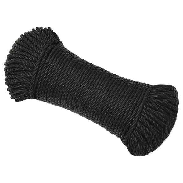 vidaXL Работно въже черно 3 мм 50 м полипропилен