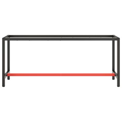 vidaXL Рамка за работна маса матово черно и червено 190x50x79 см метал
