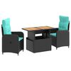 vidaXL Комплект за хранене на открито 3 бр. Black and Turquoise