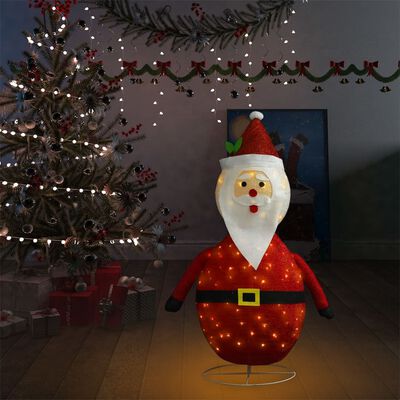 vidaXL Декоративна фигура на Дядо Коледа с LED, лукс, плат, 120 см