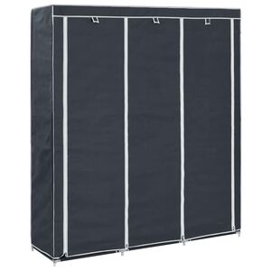 vidaXL Гардероб с отделения и лостове, черен, 150x45x175 см, плат